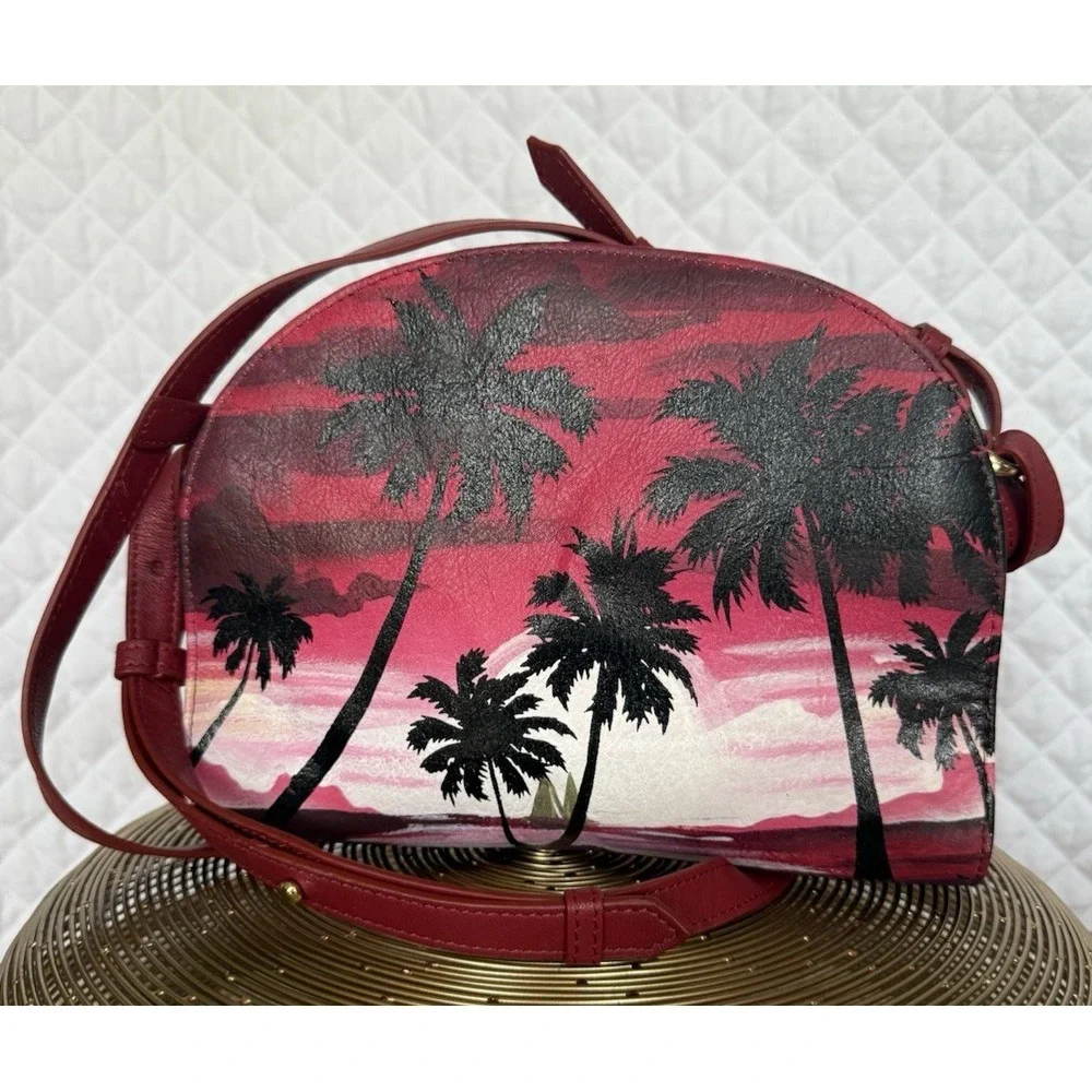 Rare Artisan Sophia‎ Visconti Leather Bag Boho Luxe Hand-Painted Wearable Art